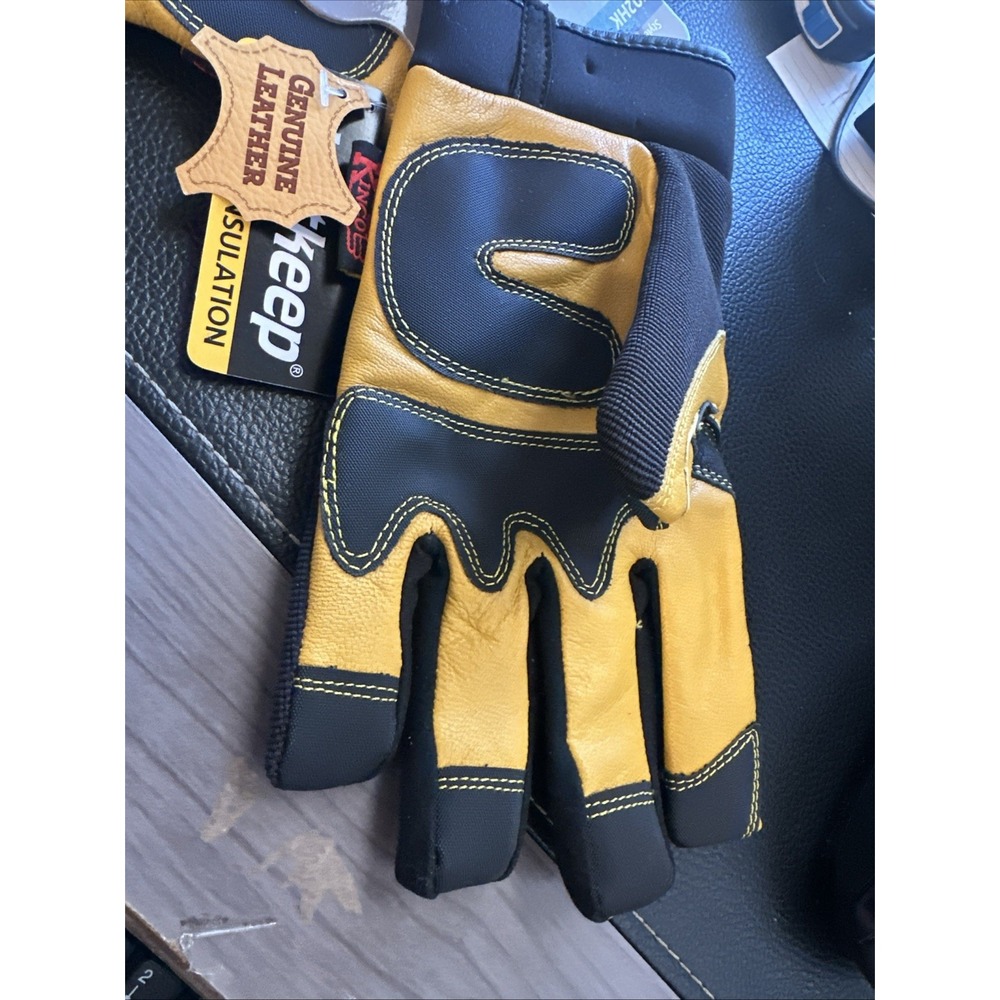 Kinco 102HK-M Men's Lined Grain Goatskin Gloves, Medium, Yellow/Black - Picture 6 of 6